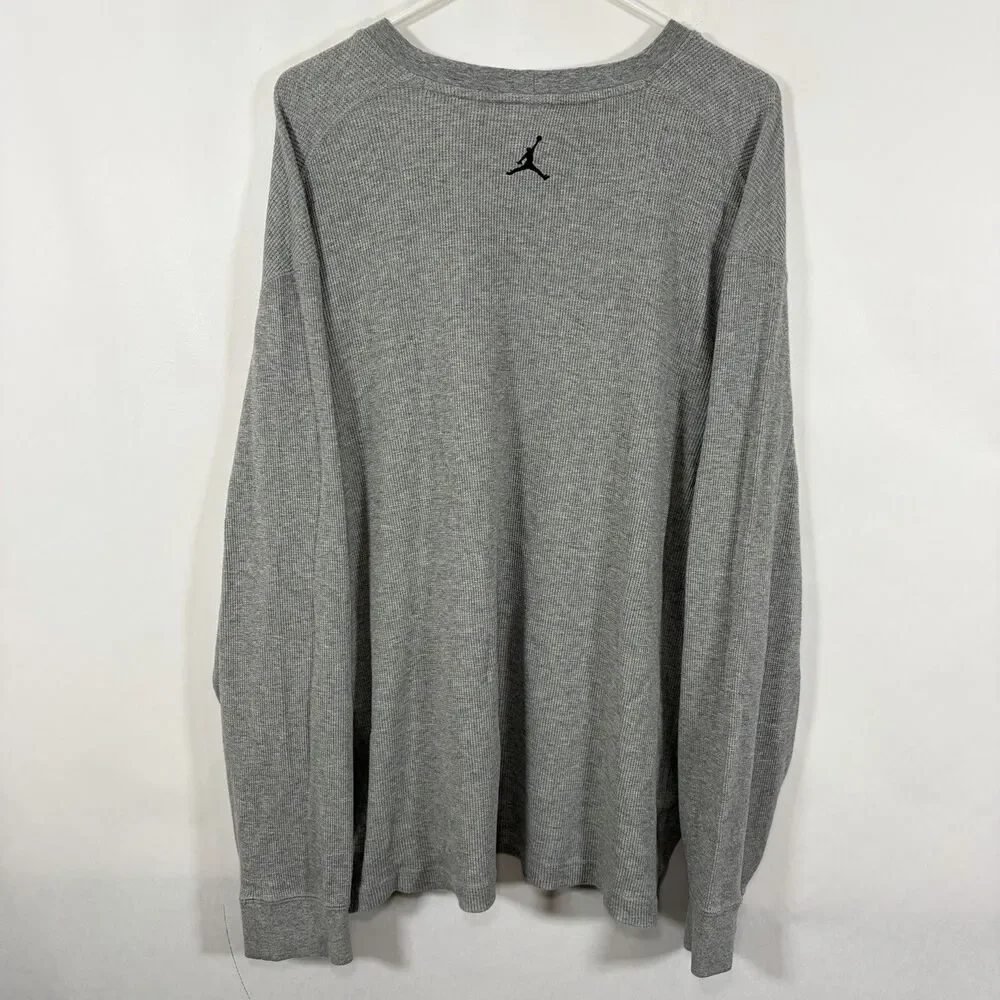 Nike Air Jordan Long Sleeve Thermal T Shirt Men 3XL Gray Waffle Knit Embroidered